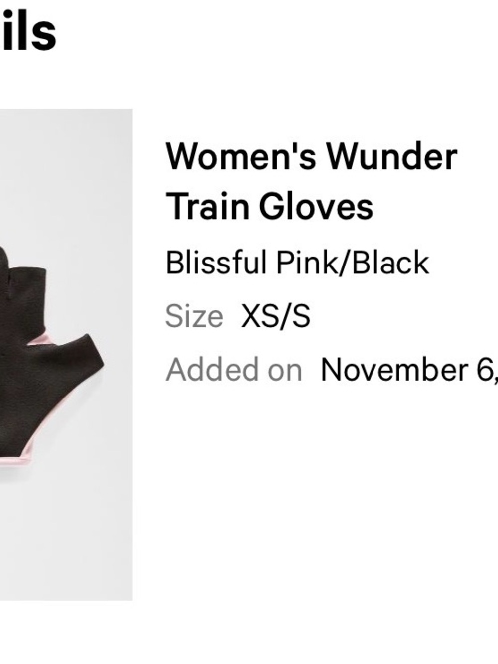 lululemon Wunder Train Gloves Blissful Pink/Black XS/S NWT Fingerless Workout - Picture 4 of 4